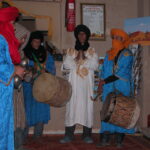 Morocco desert Berber Amazigh of the Merougza Erg Chebbi area - Amazigh musicians and traditional desert tribal dancing