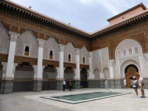 Historic Ben Youssef Madrasa in the Marrakech medina. Berber Treasures Morocco Tours of Marrakesh tours – bespoke private tours of Morocco & unique small group tours of Morocco ©